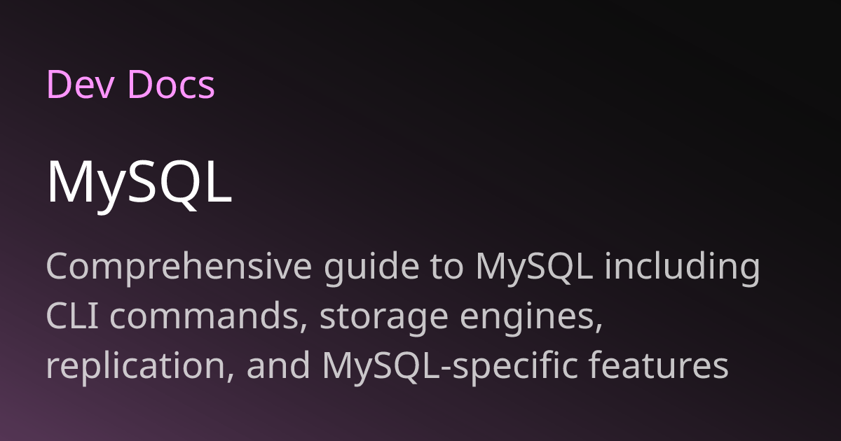 MySQL | Dev Docs